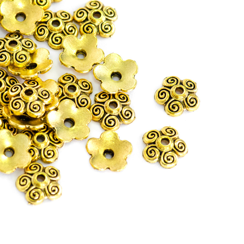 Half-sphere holder Flower 11 mm gold 1 pc.