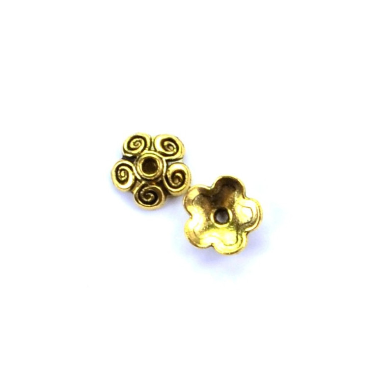 Half-sphere holder Flower 11 mm gold 1 pc.
