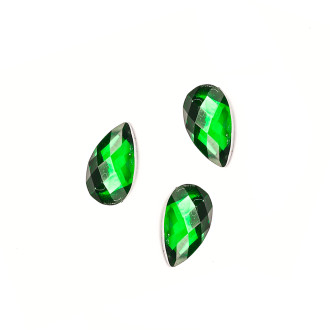 Plastic rhinestones 9×6 mm green, pack of 20 pcs.
