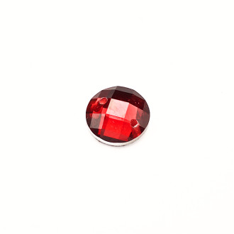 Plastic sew-on rhinestones 8 mm red, pack of 15 pcs.