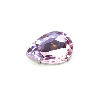 Cyrkonie szklane do szycia w metalicznym okuciu 25x18 mm różowy 1 szt