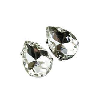 Cyrkonie szklane kropelkopodobna do szycia w metalicznym okuciu 14×10 mm przezroczysty op.2 szt