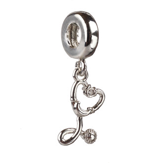 Metal bead charm LUX with pendant Stethoscope cupronickel 1 pc