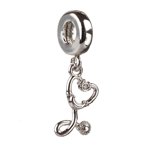 Metal bead charm LUX with pendant Stethoscope cupronickel 1 pc