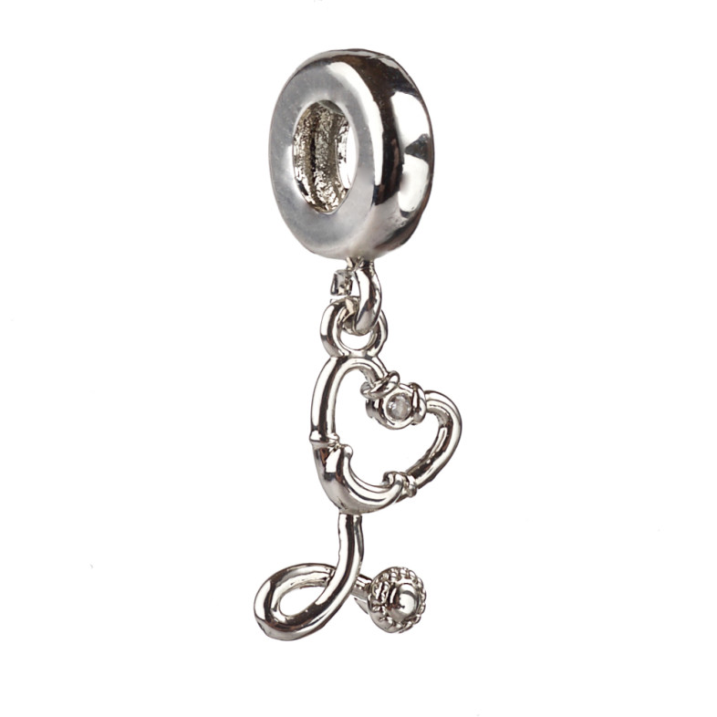 Metal bead charm LUX with pendant Stethoscope cupronickel 1 pc