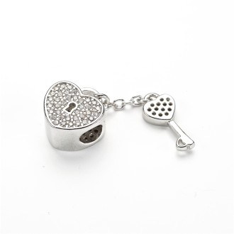 Metallized bead charm LUX Hearts with pendant cupronickel 1 pc