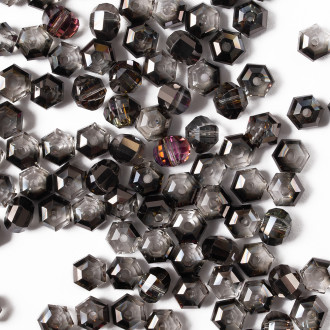 Koralik kryształowy okrągły sześciokątny 6 mm czarny 1 szt
