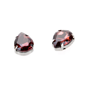 Sew-on glass rhinestones in metal frame 18×13 mm purple pack of 2 pcs
