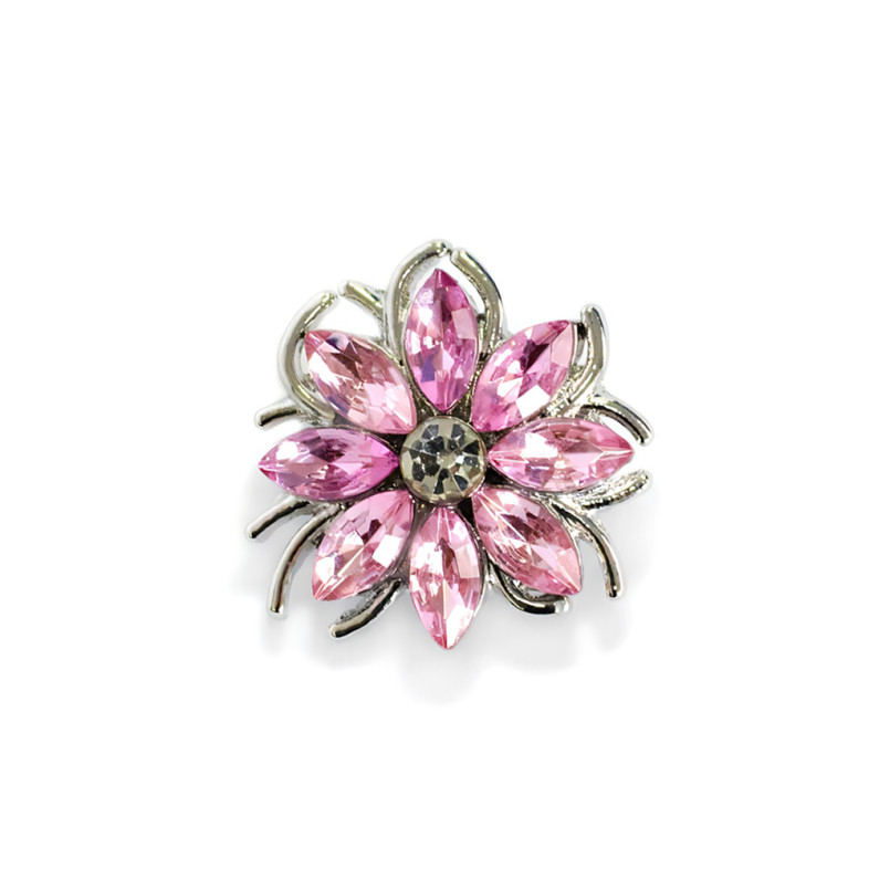 SNAP button bead 8-petal flower pink 1 pc.