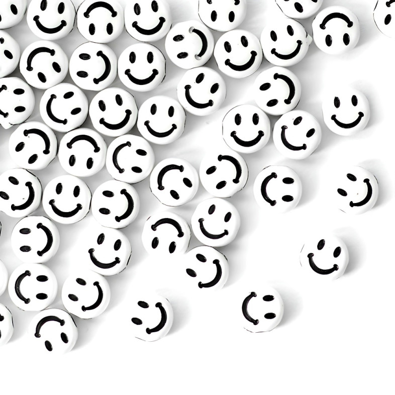 Plastic bead 7×3.5 mm Smile white pack of 10 pcs.