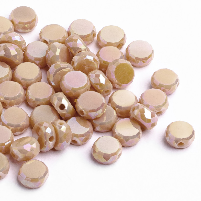 Koralik kryształowy okrągły płaski 8 mm beżowy 1 szt