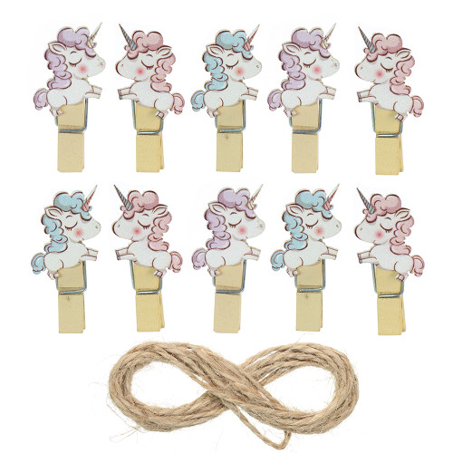 Wooden clothespins 40×20 Unicorn set, pack of 10 pcs.