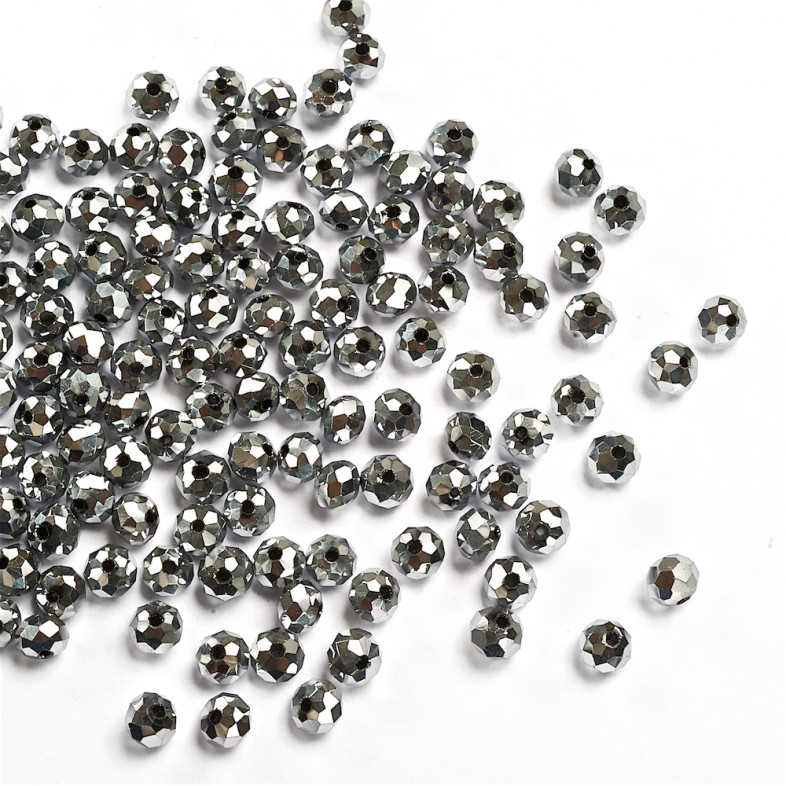 Koralik kryształowy okrągły 6x4 mm srebrny 1 szt