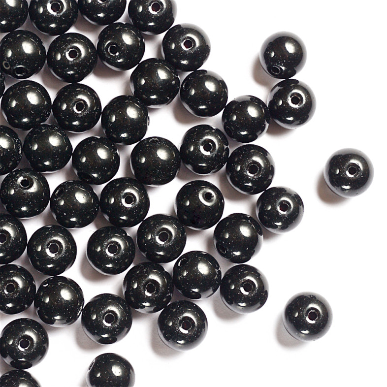 Koralik szklany 10 mm imitujące perły czarny 1 szt