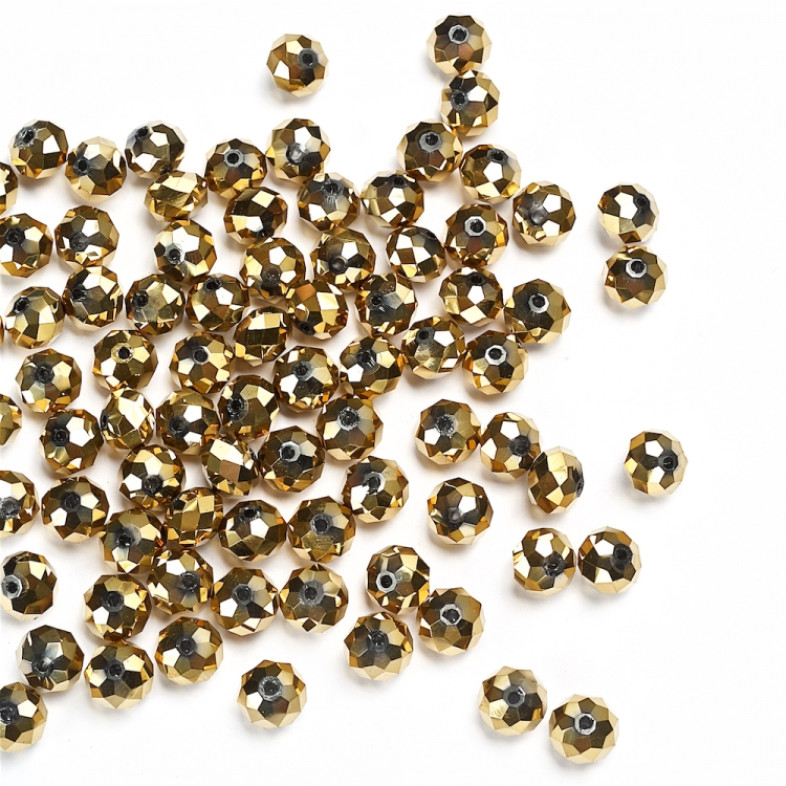 Koralik kryształowy okrągły 8x6 mm złoty 1 szt