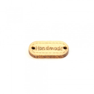 Koralik drewniany z dwoma otworami Handmade 23x12 mm beżowy 1 szt