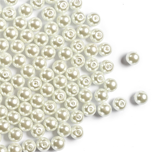 Glass bead like pearls 8 mm white 1 pc