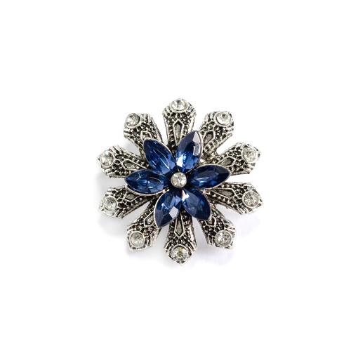 Bead button SNAP Flower 10-petals blue 1 pc