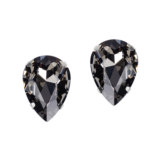 Sew-on glass rhinestones in metal frame 18×13 mm gray pack of 2 pcs