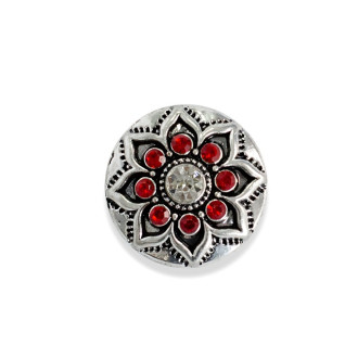 SNAP button bead Flower red cupronickel 1 pc