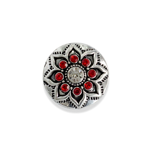 SNAP button bead Flower red cupronickel 1 pc