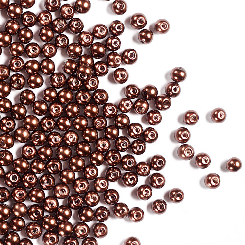 Glass bead like pearls 6 mm brown 1 pc