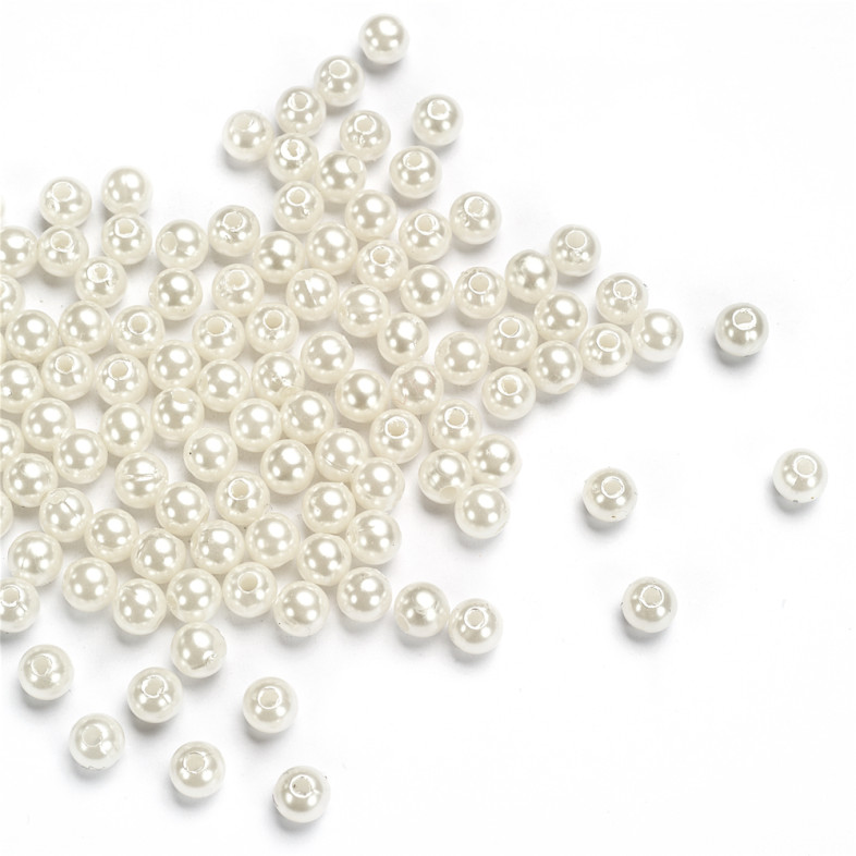 Plastic pearl beads 6 mm white pack of 10 g
