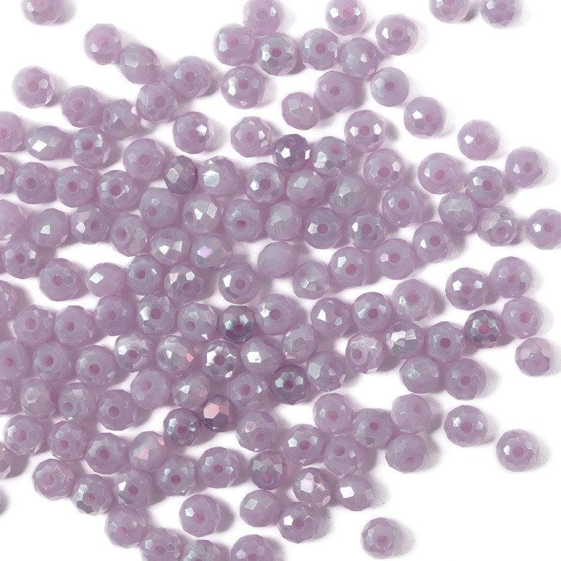 Koralik kryształowy okrągły 4x3 mm lilowy 1 szt