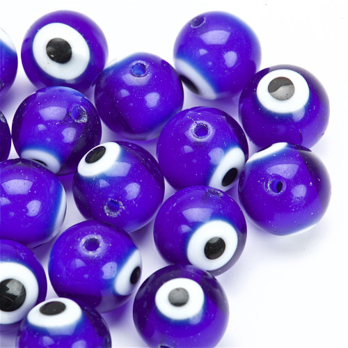 Glass bead 10 mm Eye blue 1 pc.