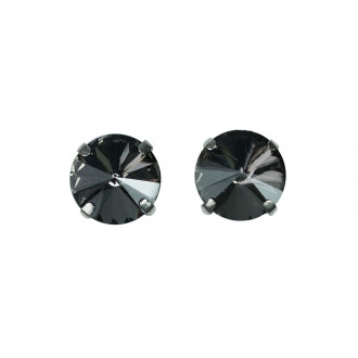 Sew-on glass rhinestones in metal frame 12 mm gray pack of 2 pcs