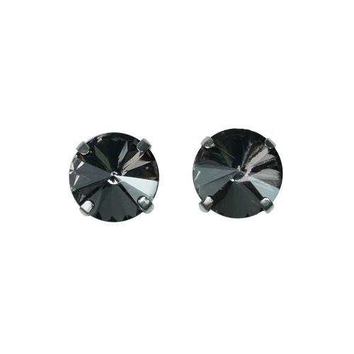Sew-on glass rhinestones in metal frame 12 mm gray pack of 2 pcs