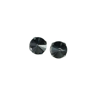 Sew-on glass rhinestones in metal frame 10 mm gray pack of 2 pcs