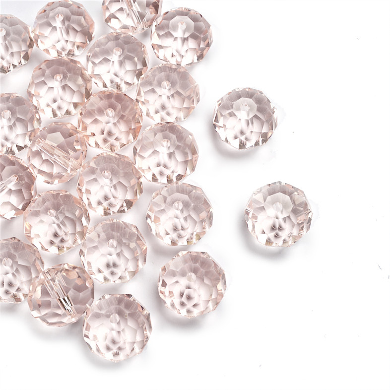 Koralik kryształowy okrągły 14x10 mm różowy 1 szt