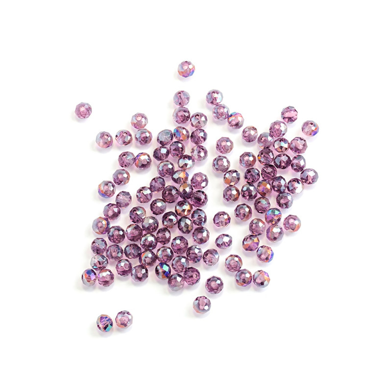 Koralik kryształowy okrągły 6x4 mm fioletowy 1 szt