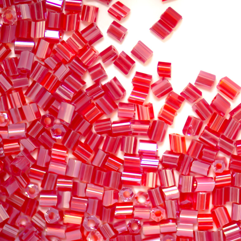 Beads-cut H (2.1 mm) bright red transparent pack of 20 g