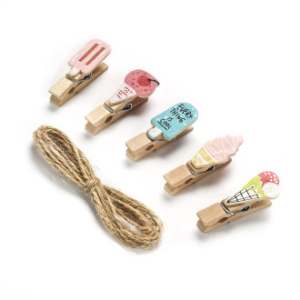 Wooden clothespins 35×12 set Ice cream pack of 10 pcs