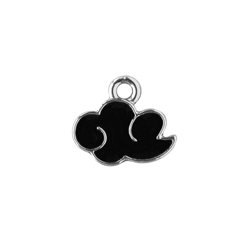 Enameled metal pendant Cloud black 1 pc.