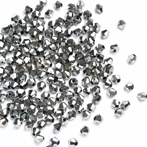 Crystal bicone bead 6 mm silver 1 pc