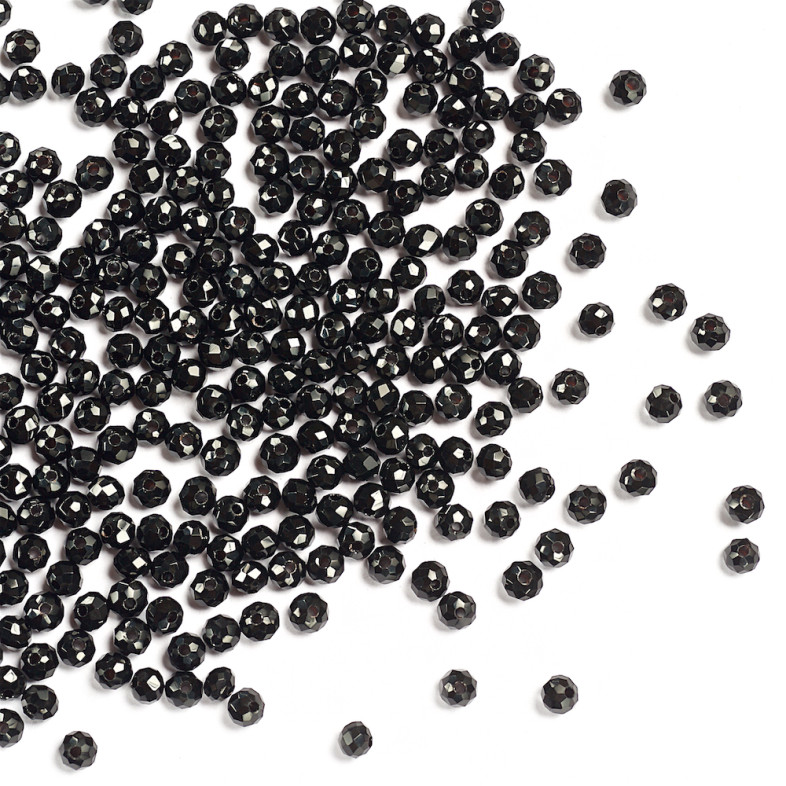 Koralik kryształowy okrągły 3x2 mm czarny 1 szt