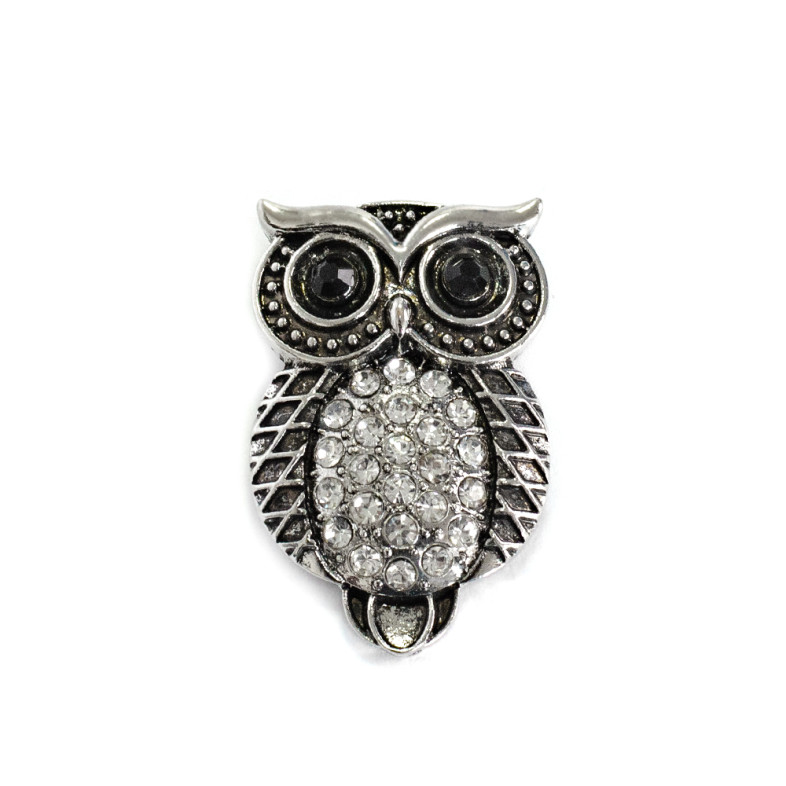 SNAP button bead Owl cupronickel 1 pc.