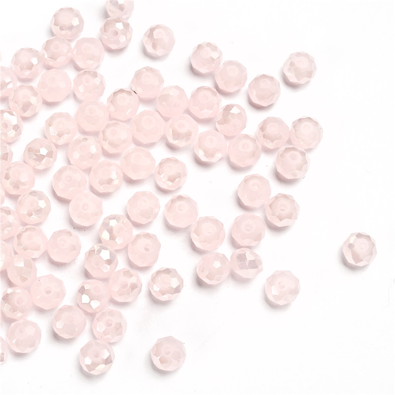 Koralik kryształowy okrągły 8x6 mm różowy 1 szt