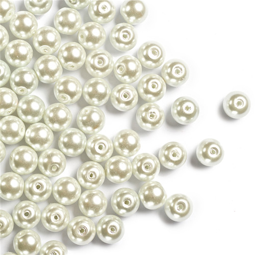 Glass bead like pearls 10 mm white 1 pc