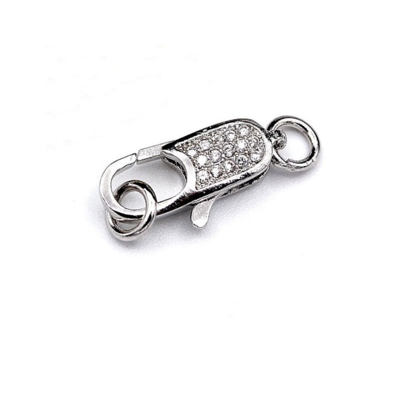 Clasp-carabiner with rhinestones LUX 12 mm cupronickel 1 pc
