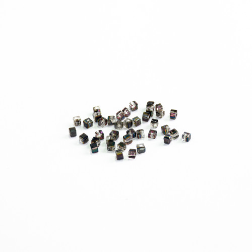 Crystal cube-shaped bead 2×2 mm gray pack of 20 pcs.