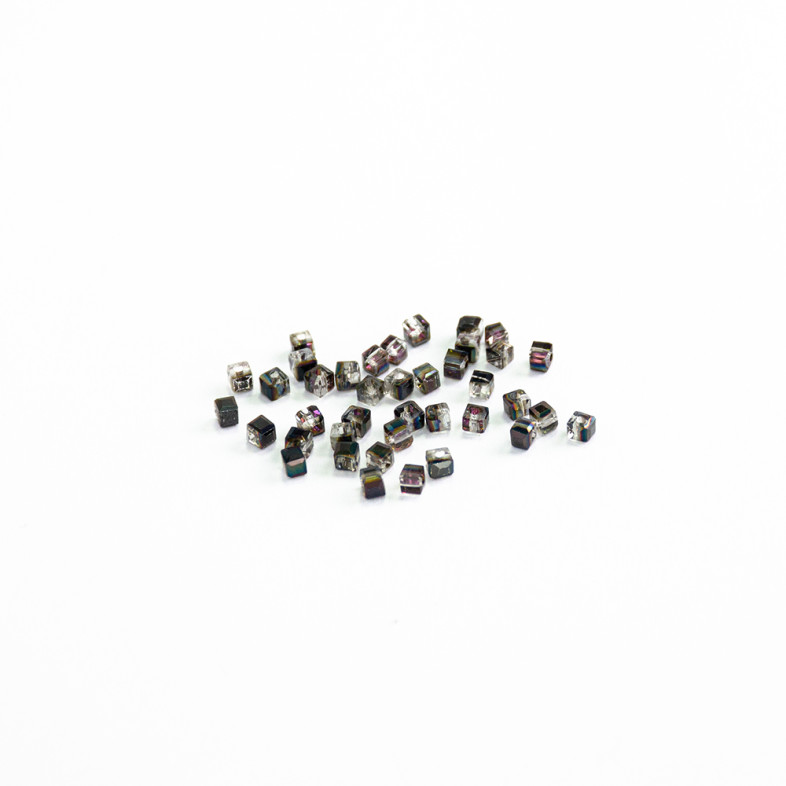 Koralik kryształowy sześcianowy 2x2 mm szary op.20 szt
