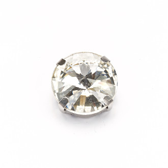 Sew-on glass rhinestones in metal frame 14×14 mm transparent pack of 2 pcs