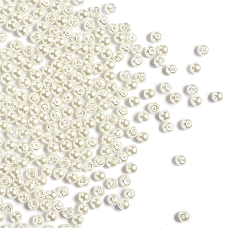 Glass bead like pearls 4 mm white 1 pc