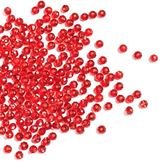 Koralik kryształowy okrągły 3x2 mm czerwony 1 szt