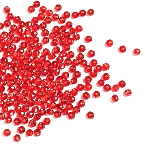 Koralik kryształowy okrągły 3x2 mm czerwony 1 szt