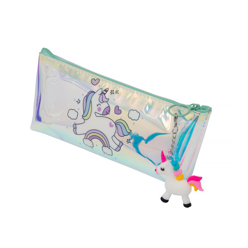 Pencil case 21×8 cm Unicorn with holographic keychain 1 pc